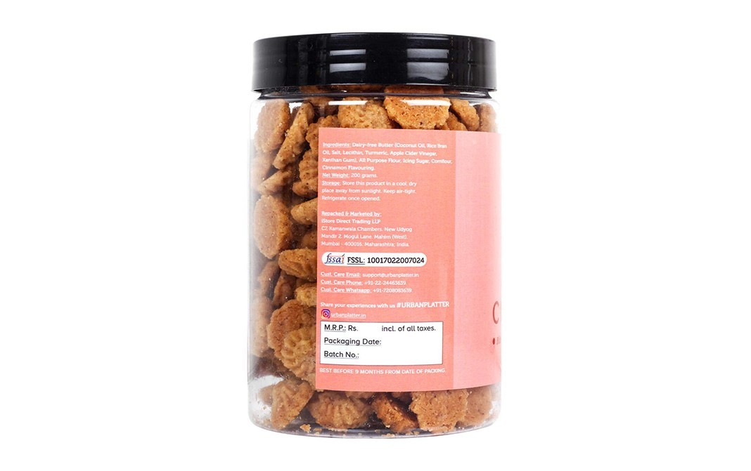 Urban Platter Cinnamon Bite Sized Butter Cookies   Plastic Jar  200 grams